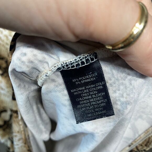 WHBM Women's Cowl Drape Neck Snakeskin Pattern Blouse Top Size Small Brown Tan - Picture 5 of 6